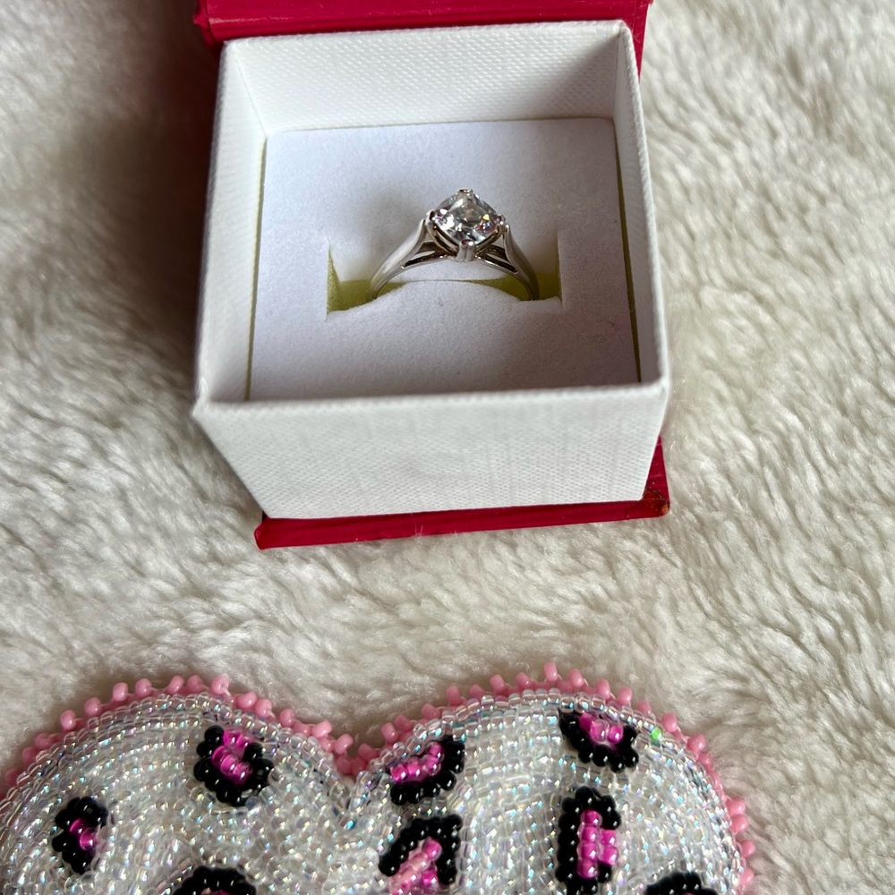 Princess Cut Solitaire Sterling Silver & Diamonelle Ring
